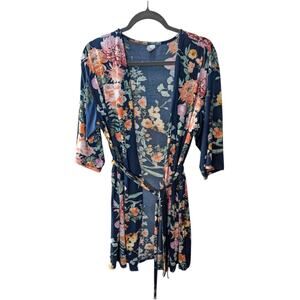 Flora Nikrooz Blue Floral Robe Medium